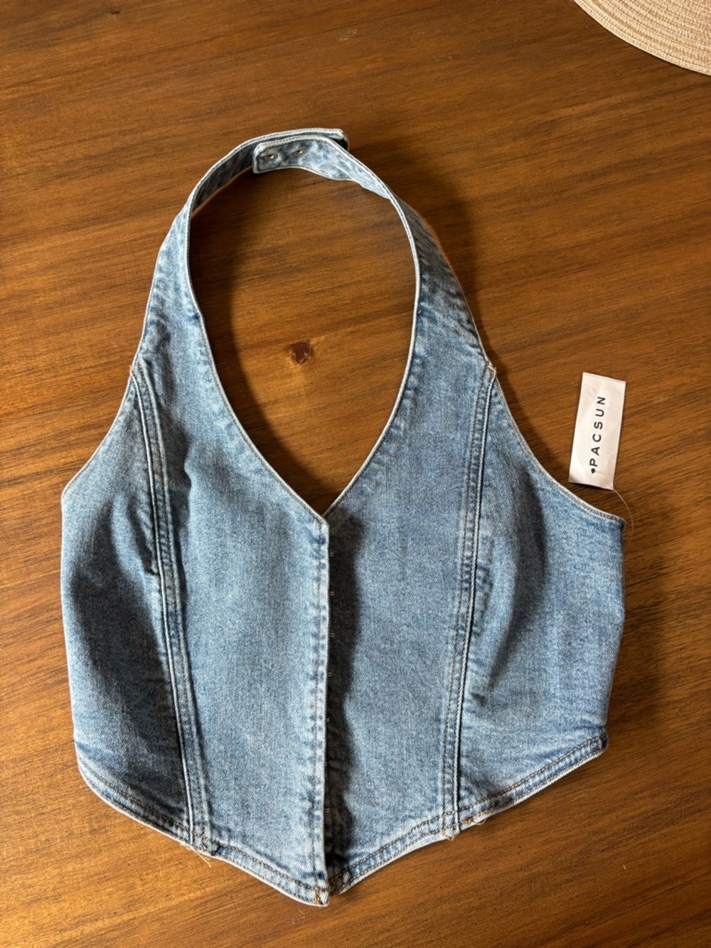 PacSun Light Wash Denim Halter Top